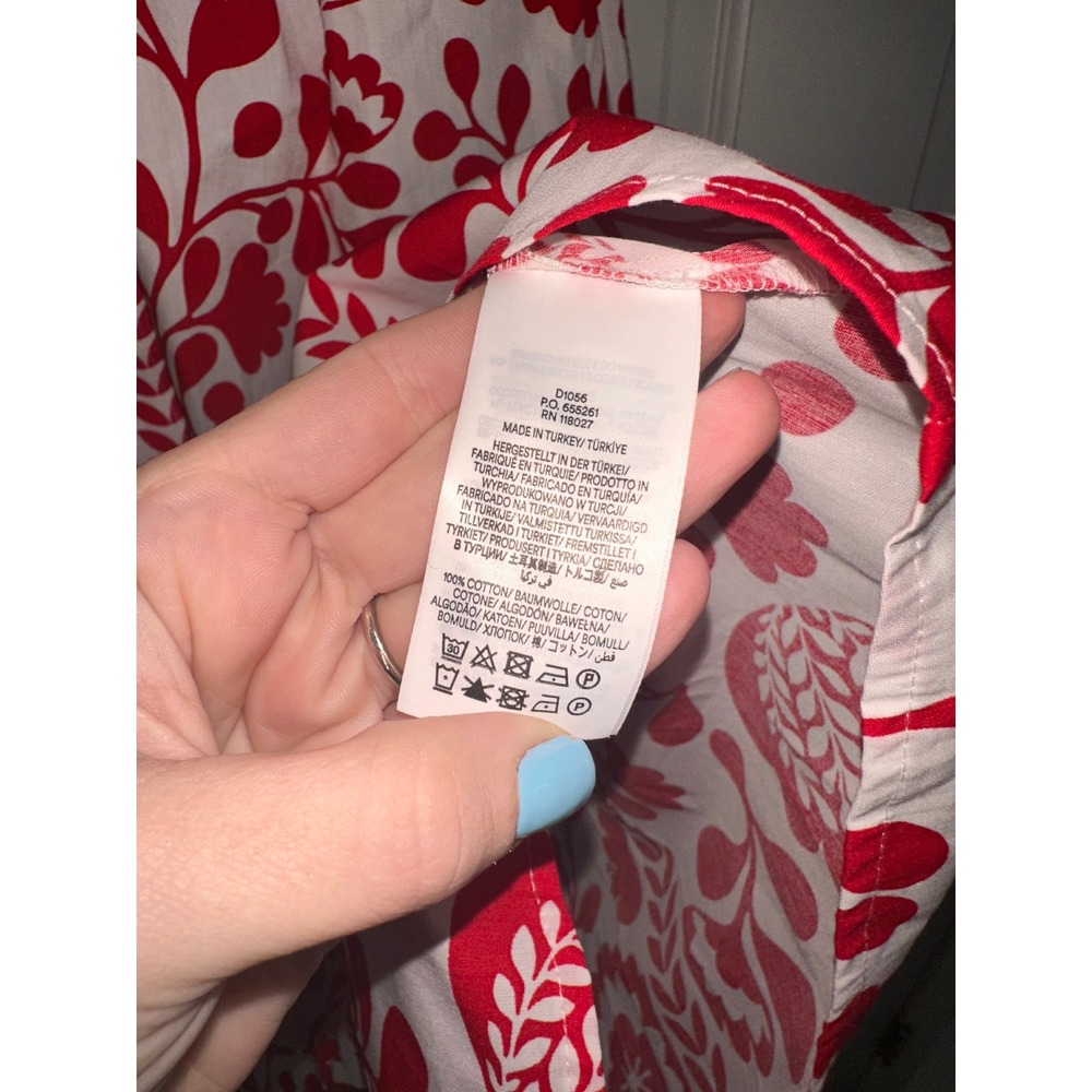 Boden Alexa Maxi Shirt Dress Red White Floral Block Print Cotton US 4 - Picture 4 of 5